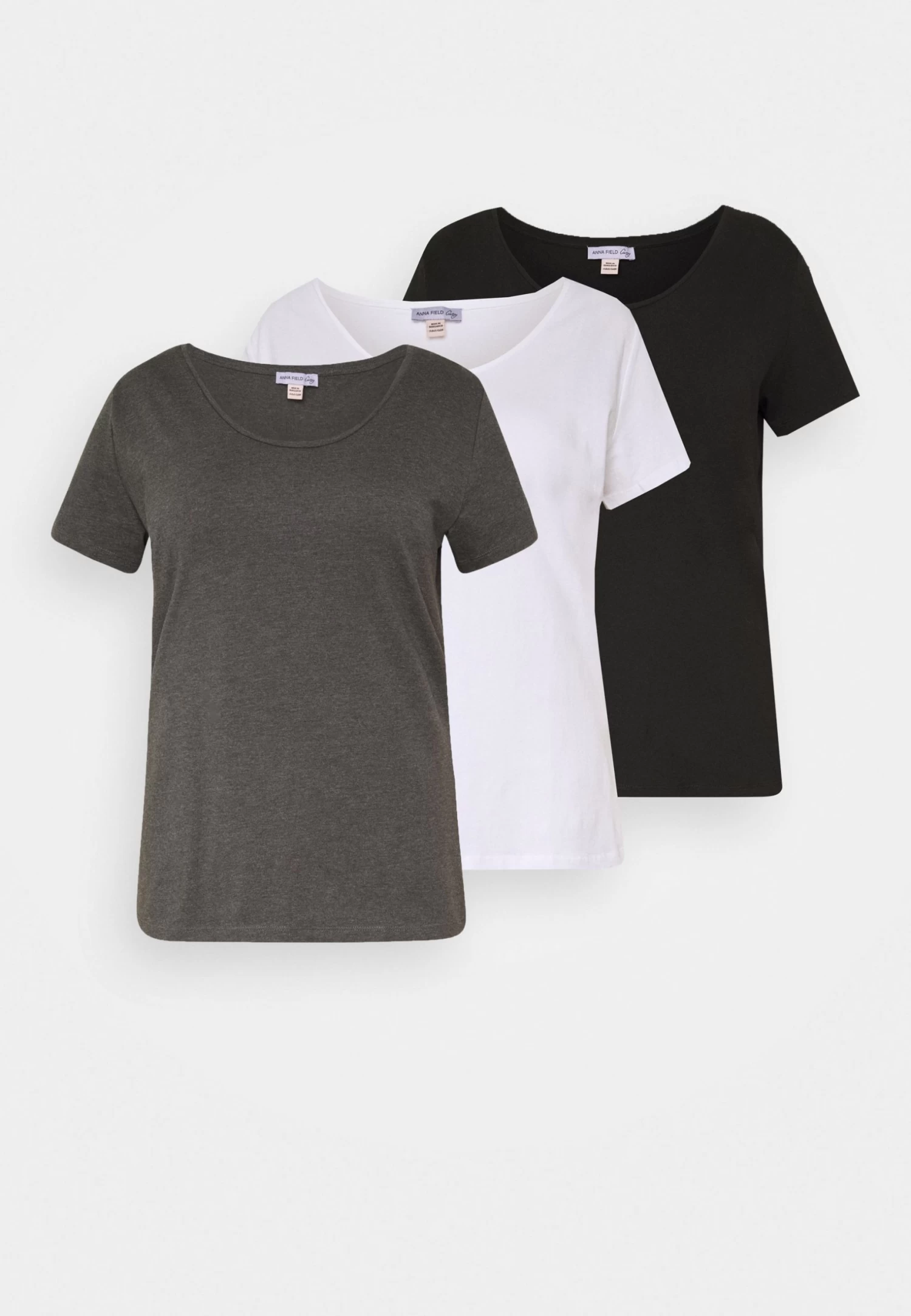 3Er Pack- Camiseta Básica - White/Black/Dark Grey