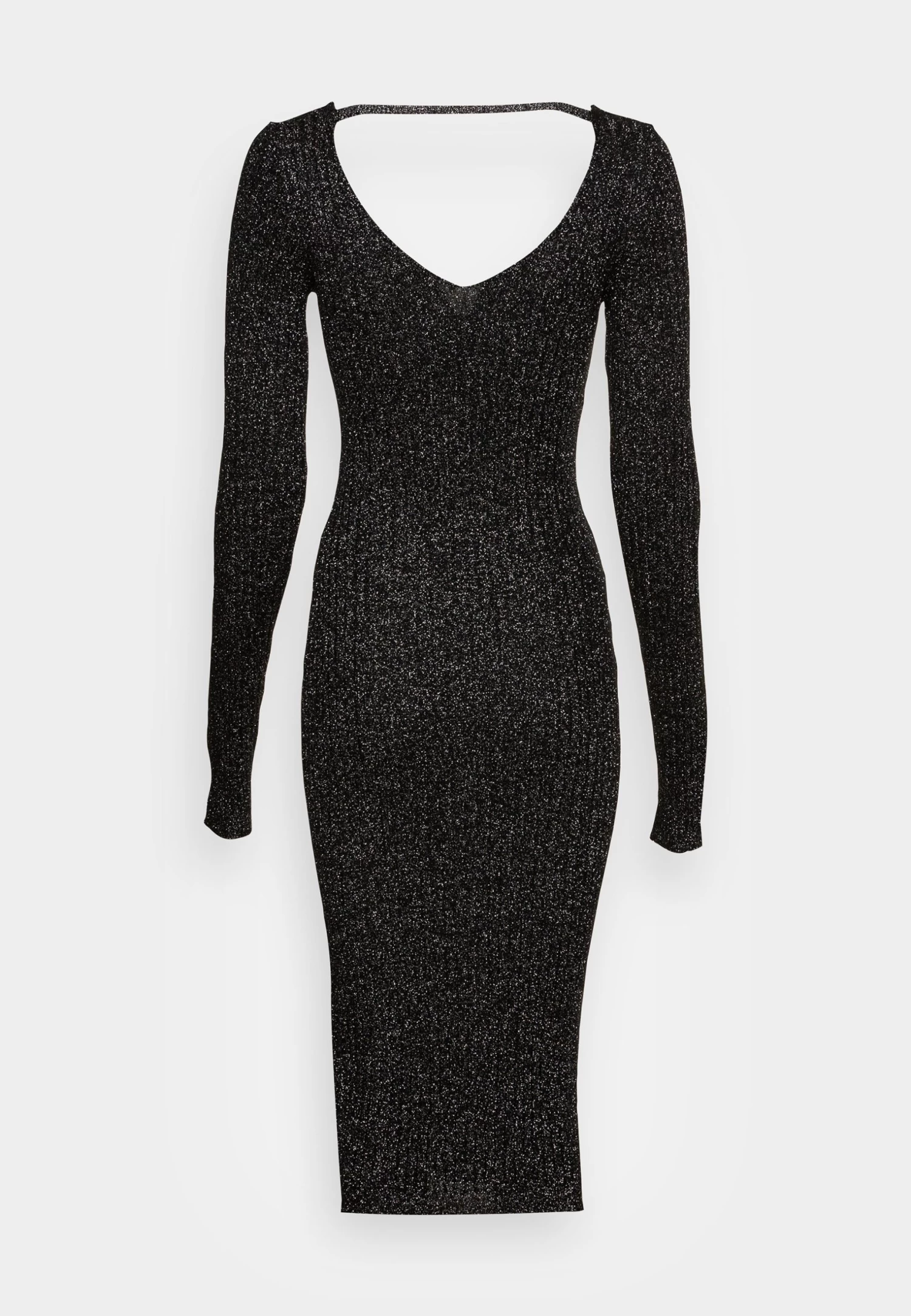 Anna Field Lurex V-Ausschnitt Midi Strickkleid - Vestido De Tubo - Black - Imagen 2