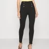 Anna Field Punto Leggings With Button Detail - Leggings - Black