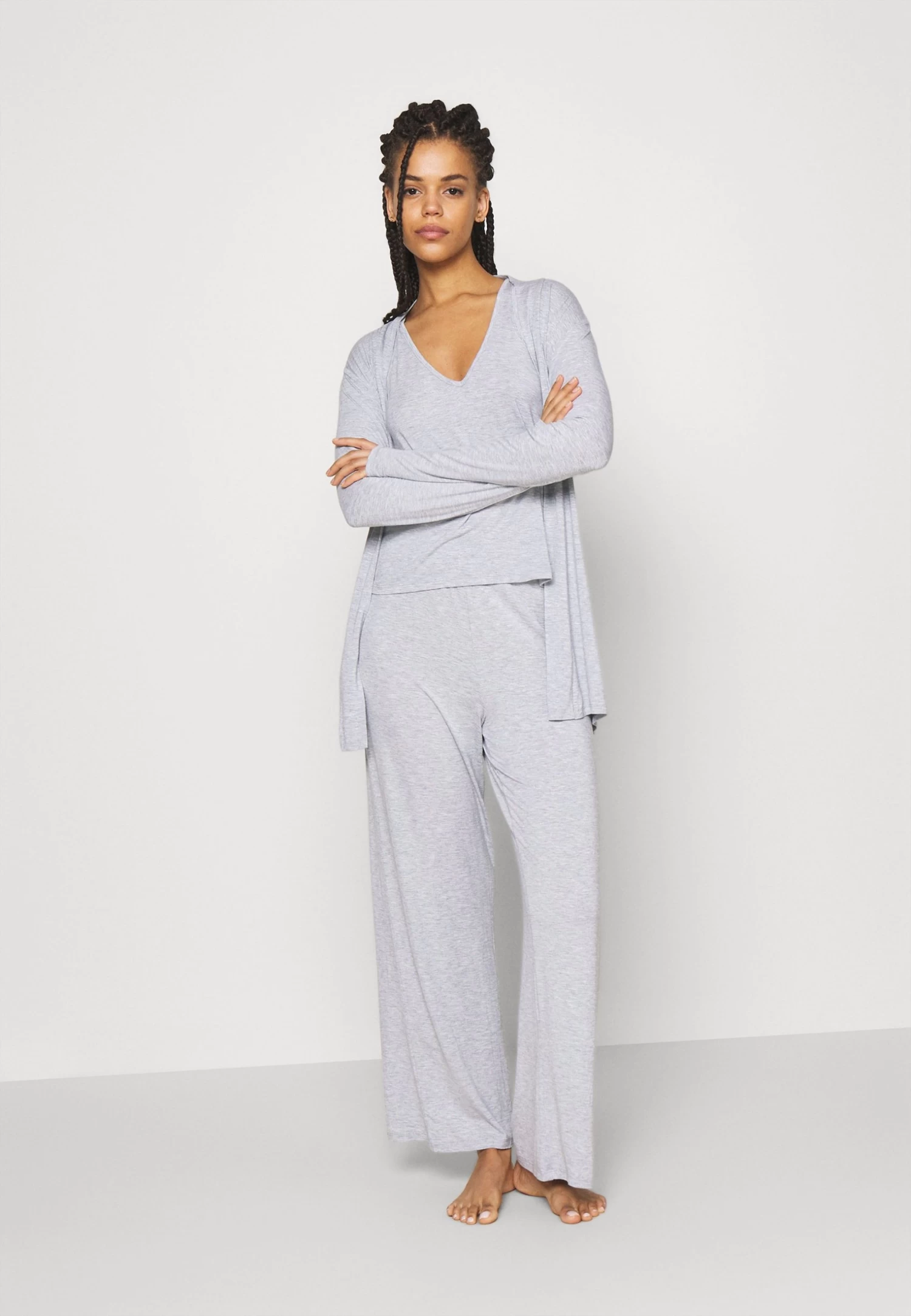 Anna Field 3 Piece Jersey- Pijama - Mottled Light Grey - Imagen 2