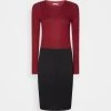Anna Field Crew Ausschnitt Ripp Top Bodycon Mini Strickkleid - Vestido De Tubo - Dark Red/Black