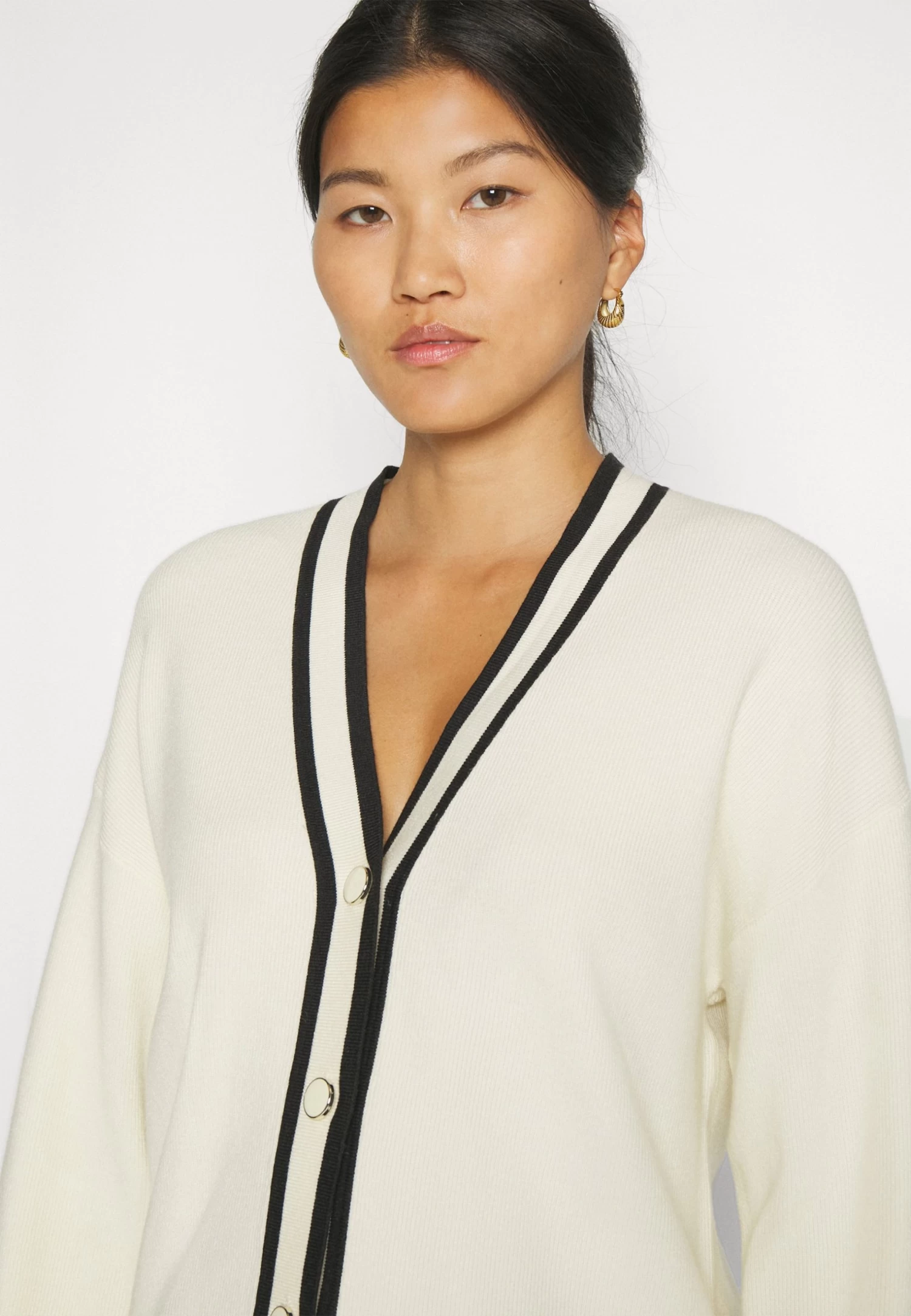 Anna Field Chaqueta De Punto - White/Black - Imagen 5