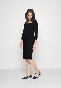 Notch Neckline Midi Dress - Vestido Ligero - Black