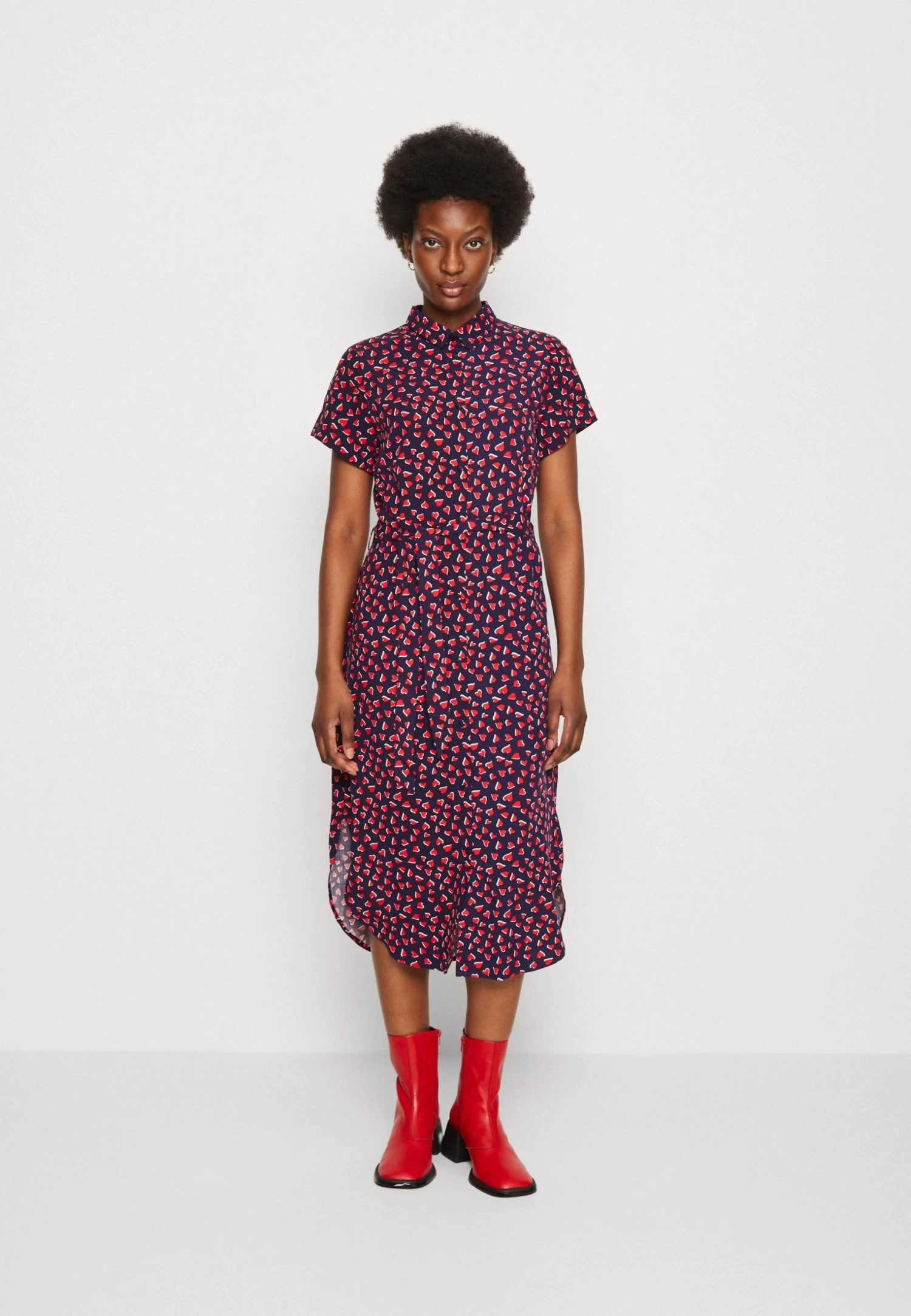 Anna Field Vestido Camisero - Dark Blue/Red