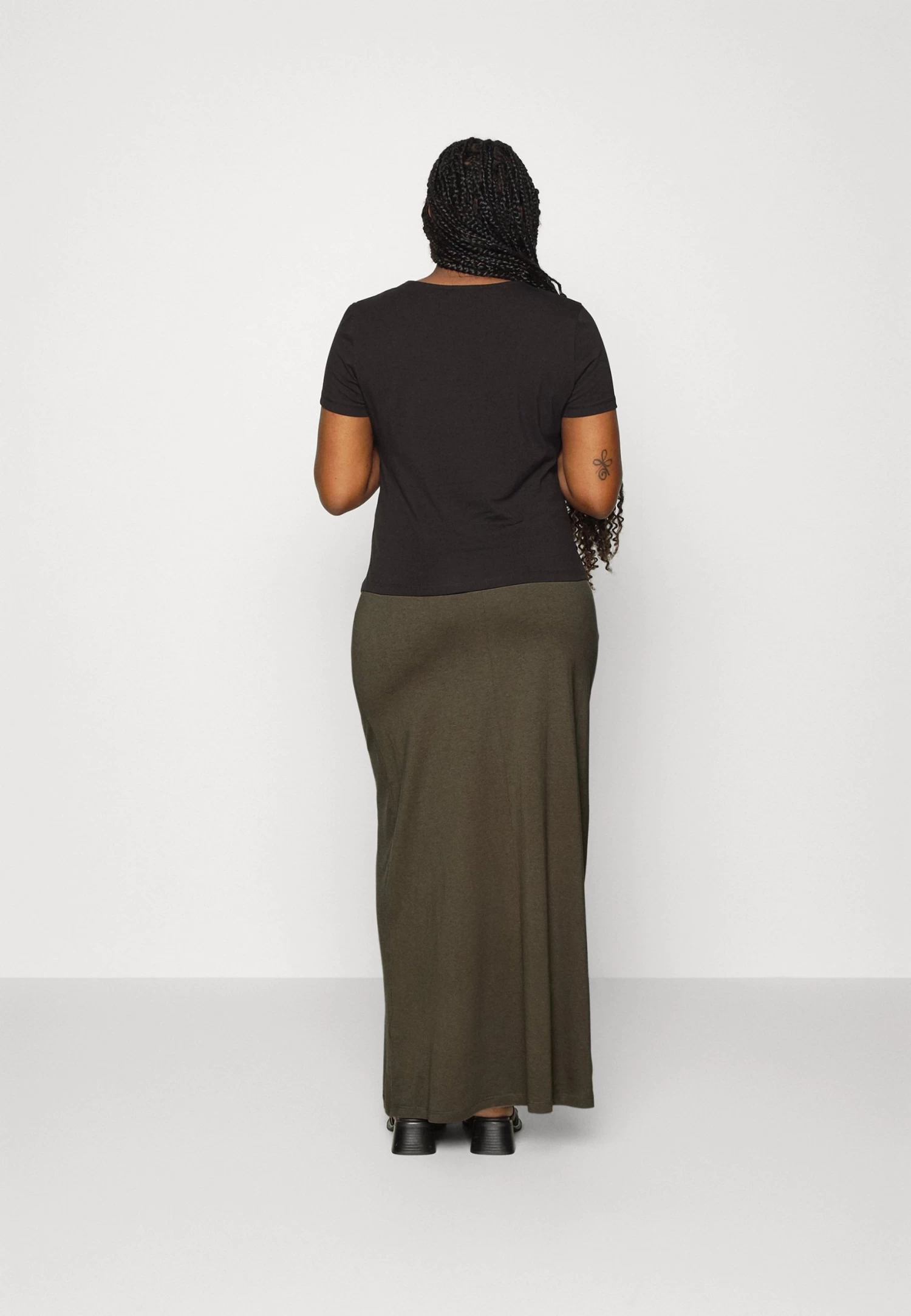 Drawstring Waistband - Falda Larga -Khaki - Imagen 3