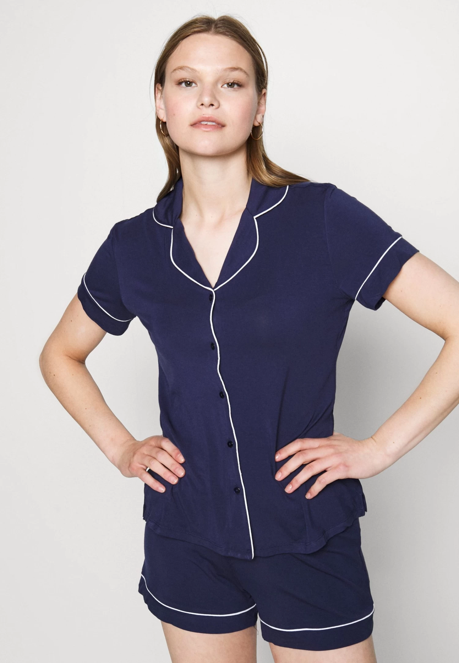 Anna Field Button Through Pj Set- Pijama - Blue/White - Imagen 4