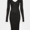 Anna Field Lurex V-Ausschnitt Midi Strickkleid - Vestido De Tubo - Black