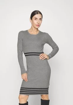 Anna Field Vestido De Punto - Mottled Light Grey/Black